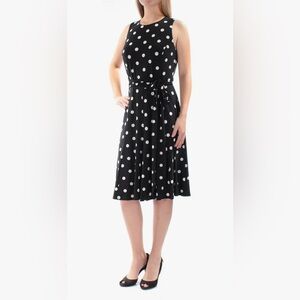 Lauren Ralph Lauren Navy Polka Dot Sleeveless Dress Size 12 Preppy Quiet Luxury